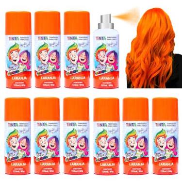 Imagem de 10 Tintas de Cabelo Temporária Laranja Spray lavável Festa Infantil Ca
