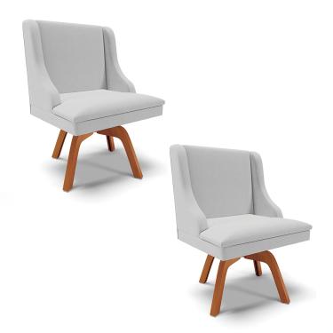 Imagem de Cadeira Sala de Jantar Giratória Madeira MM35 Kit 2 Liz Linho Cinza D03 - D'Rossi