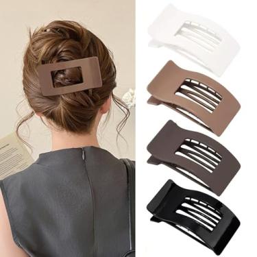 Imagem de 4 peças de grampos de cabelo liso para mulheres, grampos de cabelo franceses grandes de fixação forte para cabelos grossos e finos, garras de cabelo de bico de pato brilhantes antiderrapantes