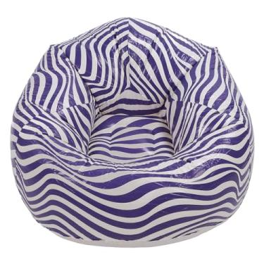 Imagem de aqxreight Cadeira Inflável de Faixa Azul Minimalista - sofá de Lounge de PVC Ergonômico para Relaxamento Externo Interno (Azul)