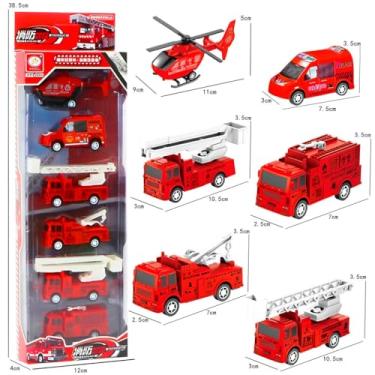 Imagem de Kit 6 Carrinhos Brinquedo Miniaturas Bombeiro Exercito Construção (Vermelho (Bombeiro)STO2536VM