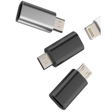 Imagem de Adaptador Lightning fêmea para micro USB macho (pacote com 3) para iPhone, carregador de cabo, acessórios de conector de carregamento para Android, conversor de adaptador Lightning para micro USB