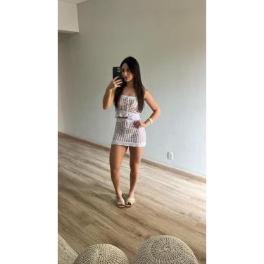 Imagem de Conjunto de Praia Top Cropped e Saia Curta Tricot Moda Verão - Calu Tr