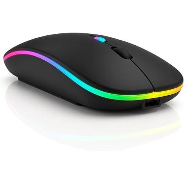 Imagem de Mouse Sem Fio RGB, Bluetooth 2.4GHz, Recarregável, Silencioso, DPI Ajustável 800/1200/1600, Iluminação LED, Design Ergonômico