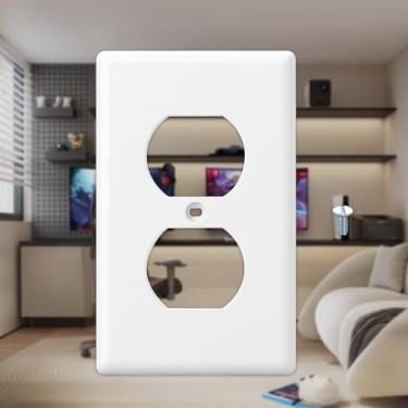 Imagem de 5 peças de decoração de placa de parede, para tomada de receptáculo duplex ou interruptor de luz, acabamento brilhante, tamanho padrão 1 gangue 11,4 cm x 7 cm, policarbonato termoplástico, branco