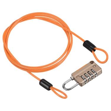 Imagem de Cabo de aço de segurança com trava de combinação de 4 dígitos, cadeado de laço duplo revestido de 9 m para bagagem de viagem ao ar livre, ouro rosa