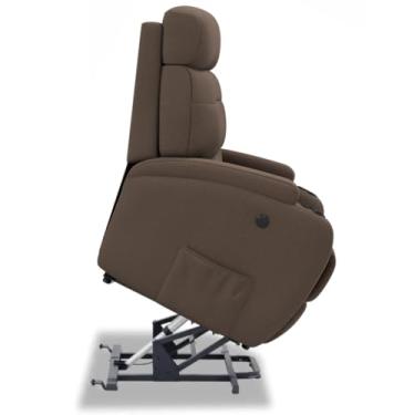 Imagem de Poltrona do Papai Reclinável Elétrica Bivolt Lift com Sistema de Elevação e Massagem em Tecido Linho - Modelo Florença Damie (Marrom)