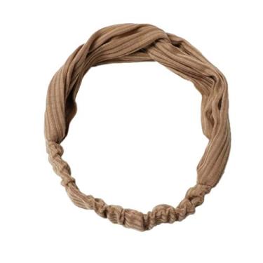 Imagem de Bandanas de cabelo femininas com turbante de nó fofas acessórios listradas sólidas