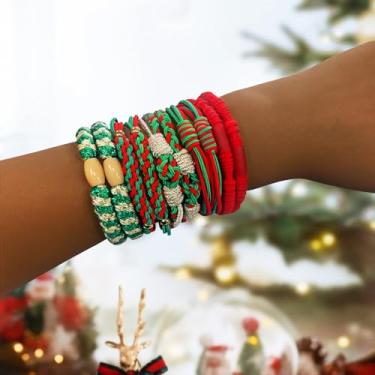 Imagem de 10 laços de cabelo – faixas de cabelo retrô tecidas à mão, suportes de rabo de cavalo estilo natalino para cabelos cacheados lisos e grossos, verdes e brancos