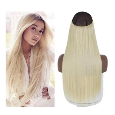 Imagem de Aplique Tic Tac Fibra Orgânica Liso Semelhante ao Cabelo Humano Loiro 