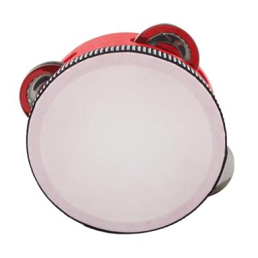 Imagem de LiebeWH Pandeiro de Madeira Com Jingles, Tambor de Mão de Percussão Leve para Educação Musical Infantil e Diversão Interativa (4 polegadas vermelho)