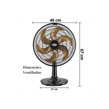 Imagem de Ventilador de Mesa 40cm Ventimais Turbo 3 Vel Preto/Bronze 220v