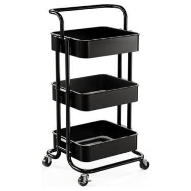 Imagem de Carrinho Organizador 3 Andares — Estante Prateleira Móvel com Alça, Ideal para Cozinha, Banheiro, Escritório e Sala de Estar