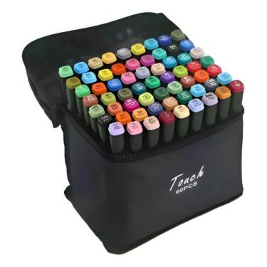 Imagem de Marcador Conjunto Canetas Kit 60 Cores Ponta Dupla Colorir - 2W