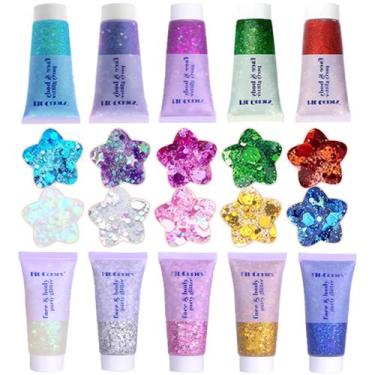 Imagem de Conjunto de gel Glitter Prehot Face Body 10 cores 300 ml