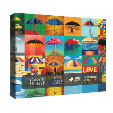 Imagem de Quebra-cabeça BBOLDIN Guarda-chuva colorido de 1000 peças para adultos