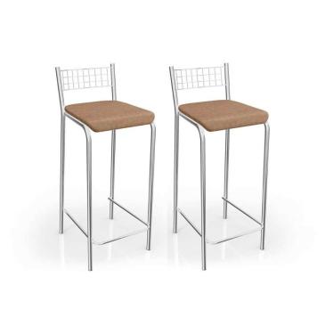 Imagem de Kit 2 Banquetas Sala Jantar Gênova B705cr Un Cromada/capuccino - Kappesberg