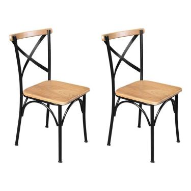 Imagem de Kit 2 Cadeiras De Jantar Industrial Paris Base Alumínio - Natural - Bege