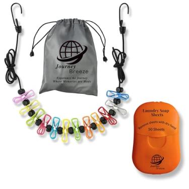 Imagem de Varal retrátil e detergente para roupas de viagem (50 folhas) - portátil, equipamento de acampamento e essenciais para viagens - compacto e conveniente, ideal para aventuras ao ar livre/interno e