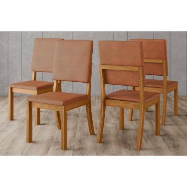 Imagem de Cadeira De Cozinha Milla Plus Kit 4 Un Nature Courano Caramelo