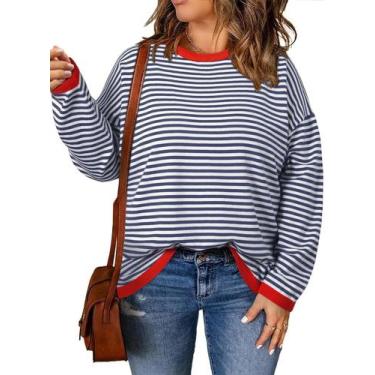 Imagem de Suéter feminino Eytino plus size leve de manga comprida marrom