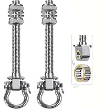 Imagem de LELYMALL Conjunto de ganchos de ferragens resistentes com rolamentos silenciosos giratórios de 180° - Conjunto de 2 produtos 304 de aço inoxidável, suportando até 680 kg, adequado para redes de vigas