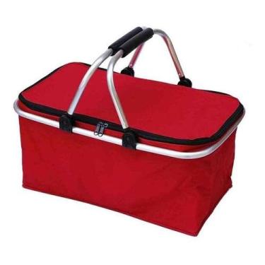 Imagem de Cesta Piquenique Térmica e Dobrável, Bolsa Térmica para Praia e Camping, Prática para Transportar Alimentos e Bebidas(Vermelho)