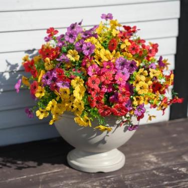 Imagem de Flores artificiais para ambientes externos, interiores, realistas, primavera, verão, jardim, decoração de casa, margarida pendurada com folhas de eucalipto, plantas falsas, vegetação, varanda, pátio