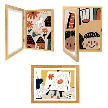 Imagem de Clebay Pacote com 3 molduras de arte para crianças, 25 x 30 cm, abertura frontal, moldura para arte de parede, exibição de imagens, comporta mais de 50 peças para desenhos infantis, molduras mutáveis