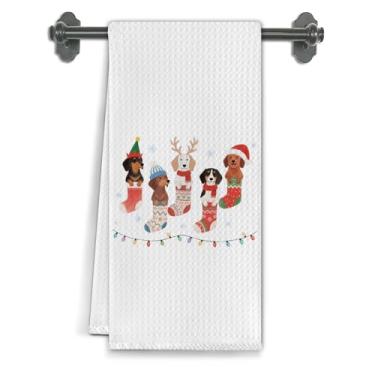 Imagem de Elefeltclave Toalhas de cozinha engraçadas para cães de Natal, amantes de cães, mãe, pai, dono, presentes para decoração de cozinha, toalha de mão decorativa para banheiro, 40 x 61 cm