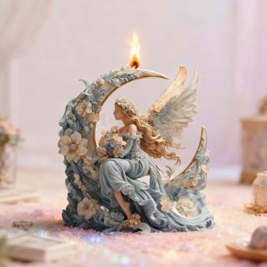 Imagem de Molde de vela Angel Goddess, moldes de vela Wing Angel Girl para fabricação de velas, moldes de fundição de resina epóxi para artesanato em resina DIY, cera artesanal e decoração de casa
