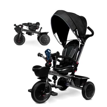 Imagem de KRIDDO Carrinho De Triciclo 7 Em 1 Para Crianças De 18 Meses A 5 Anos, Alça Ajustável, Assento Giratório, Porta-Copos E Capota Retrátil, Triciclo Dobrável Para Bebê Com Guarda-Corpo Removível, Apoio P