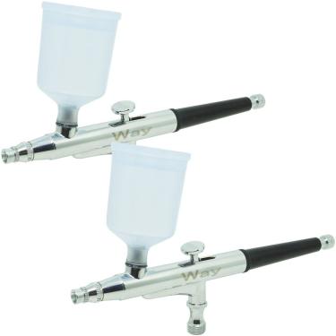 Imagem de Kit 2 Canetas Aerógrafo Aerográfica  Profissional 0,3 mm 2 Copos Importway IWCA-2C