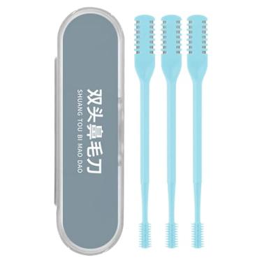 Imagem de Aparador manual de pêlos do nariz, cortador de pêlos do nariz,Aparador de pêlos de narina de aço inoxidável 3X - Ferramenta de corte de barbear dupla face portátil tesoura de cabelo do nariz para home