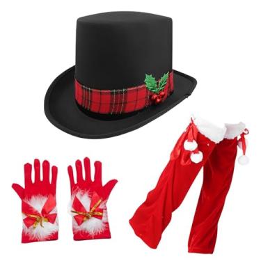 Imagem de Shakven Chapéus de Natal para adultos, fantasia de Papai Noel, Roupas de Natal com Chapéu de Cowboy do Papai Noel, 3x conjunto de fantasias de Papai Noel de Natal, fantasias de Natal extravagantes