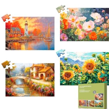 Imagem de Pacote com 4 quebra-cabeças de 36 peças, quebra-cabeças cognitivos para idosos - peças texturizadas de cores vibrantes, material ecológico para atividades envolventes e quebra-cabeças divertidos para