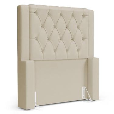 Imagem de Cabeceira Atena Para Cama Box Solteiro 90cm Capitonê Com Frame Suede Bege Claro - Abmaza