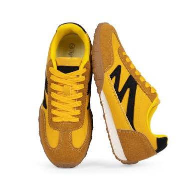 Imagem de Tigeridea Tênis feminino casual leve para caminhada, cadarço e cadarço para conforto o dia todo, Amarelo, 37