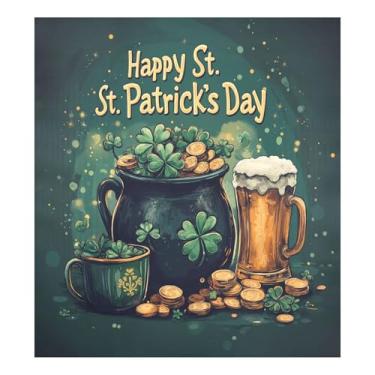 Imagem de Blueangle Dia de São Patrício Moedas de Ouro Arco-íris Capa Magnética para Lava-Louça, Decoração Frontal de Lava-Louça, Decalques de Armário Doméstico, Adesivos de Eletrodomésticos, 58 cm C x 66 cm