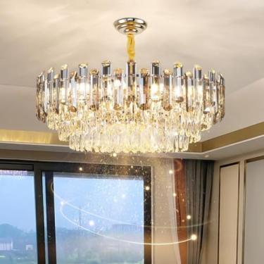 Imagem de Lustre de Cristal Moderno e Luxuoso - Luminária de Teto Elegante e Minimalista Zhongshan - Feito para Sala de Estar, Sala de Jantar e Quarto (50CM)