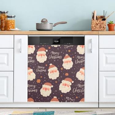 Imagem de ATTX Linda capa magnética para lava-louças Papai Noel, 58,4 cm C x 66 cm A, decoração da capa da máquina de lavar louça, decalques de armário doméstico e eletrodomésticos adesivos #401