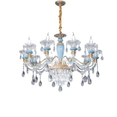 Imagem de Luminária pendente de cristal de luxo europeia - Design com braço, elegância luminosa | Iluminação principal e decoração aconchegante para sala de estar e sala de jantar (10 lâmpadas)