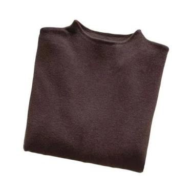 Imagem de Suéter Feminino De Tricô Gola Alta Sólido Macio Quente Estilo Coreano 