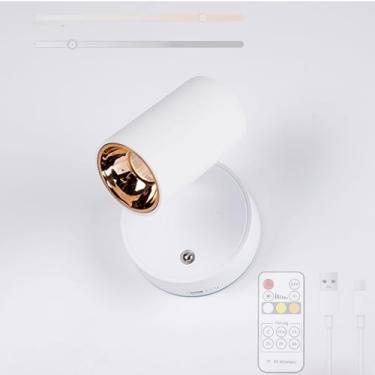 Imagem de GZZBMY Luz de LED Candeeiros de Parede Recarregáveis com Controle Remoto Interruptor de Toque Lâmpada de Parede Regulável Rotação 355° Iluminação de Parede Magnética Sem Fio para Fotos Sala de Estar