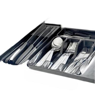 Imagem de Organizador De Talheres Para Gaveta, Organizador De Talheres DuráVel Com DivisóRias(1,PORTA TALHER +PORTA FACA PRETO)