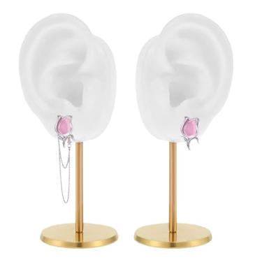 Imagem de Suporte de exibição de brinco em forma de orelha com base redonda, organizador de modelo de manequim corporal de silicone, suporte de joias de umbigo para meninas, mulheres, mostra decoração de