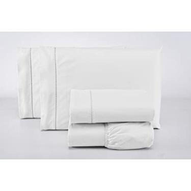 Imagem de Jogo Lençol King 4 Peças 100% Algodão 200 Fios Toque Macio (Branco)