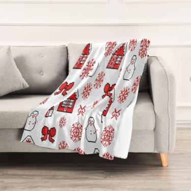 Imagem de Wassud Cobertores e mantas de Natal 152 x 228 cm estilo pixel cobertor de Natal para sofá, cobertor quente de lã de pelúcia aconchegante para cama, sofá, cadeira, decoração de casa
