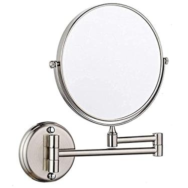 Imagem de YYBOES Espelho de banheiro montado na parede espelho de maquiagem 20,3 cm espelho giratório de parede com dois lados extensível dobrável banheiro barbear espelho de maquiagem cosmético