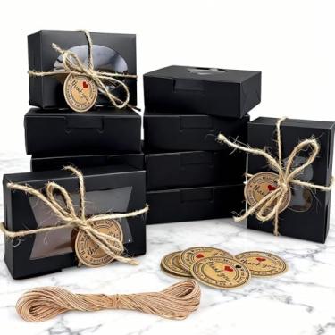 Imagem de 10 caixas de sabão para sabonete caseiro com janela pequenas caixas de embalagem de cartão preto para sabonetes caseiros padaria doces biscoitos suprimentos de embalagem